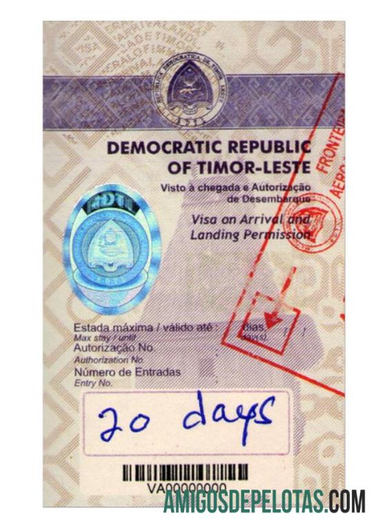 Visto para TIMOR LESTE exemplo